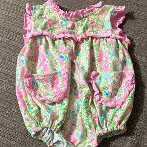 Floral Pink and Green Kids One Piece